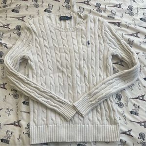 White Polo Ralph Lauren Cable Knit Sweater